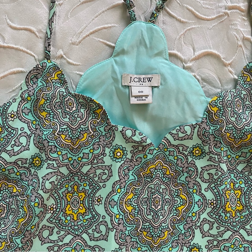 J Crew Factory Blue Paisley Print Scalloped Racerback Camisole Size 00 - Picture 8 of 8